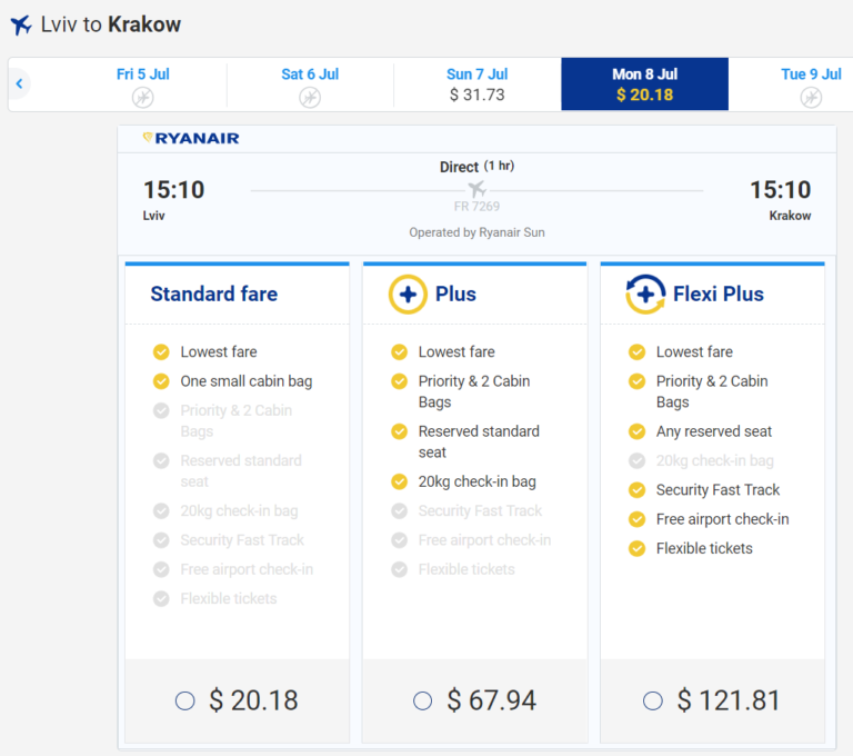 ryanair lowest fare baggage