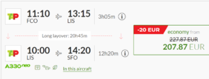 a screenshot of a flight schedule