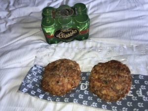 two food on a bed