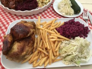 a plate of food on a table