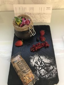 a black board with food on it