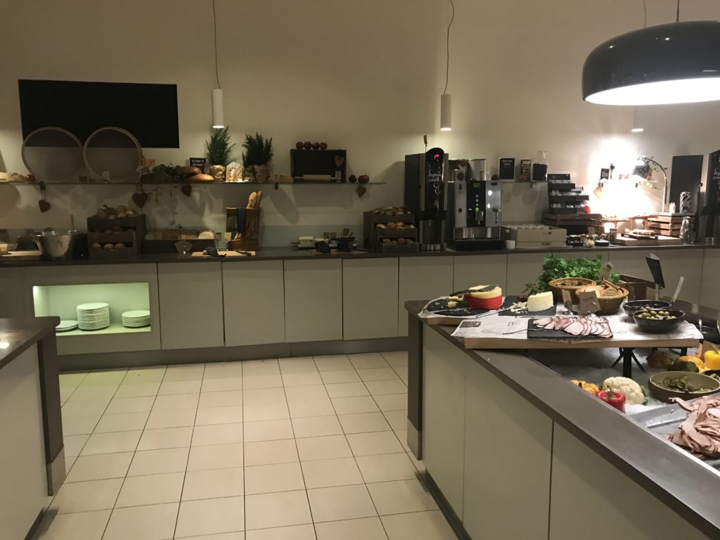 a kitchen with food on the counter