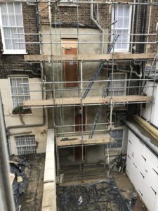 scaffolding on a building