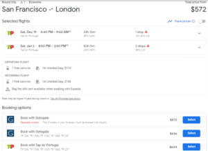 a screenshot of a flight schedule