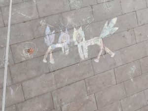 a drawing on the ground