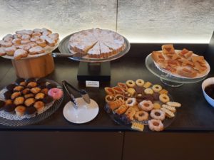 a table with different pastries