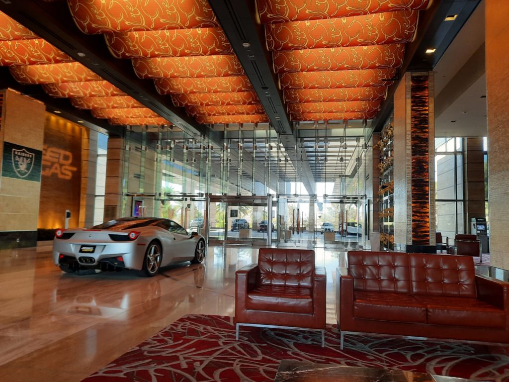 a car parked in a lobby
