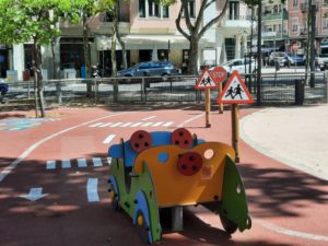 a playground with a toy car