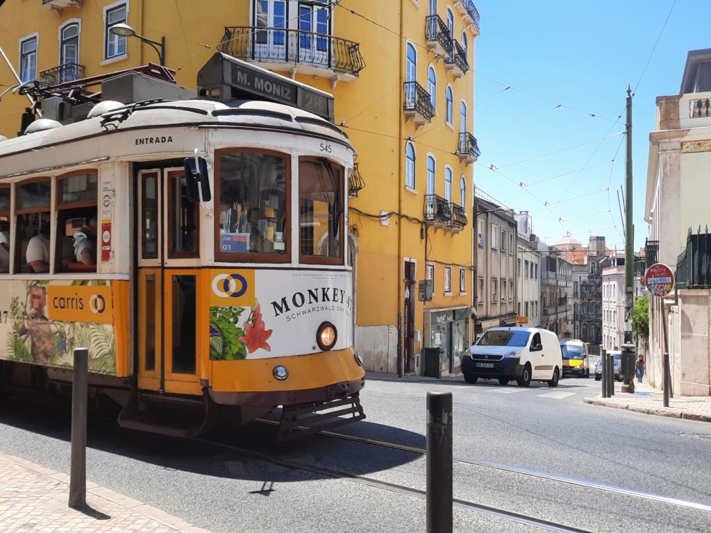 a trolley on a street