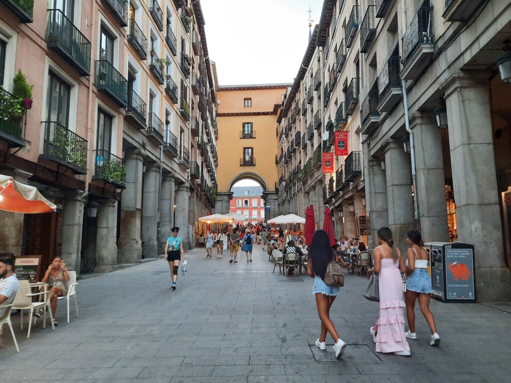 people walking down a street