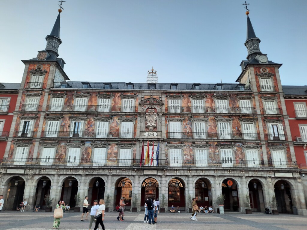 Plaza Mayor, Madrid with many windows and a couple of towers