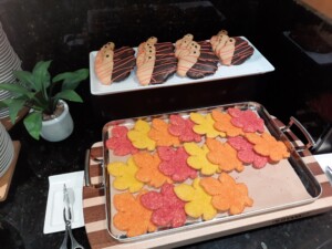 a tray of cookies on a table
