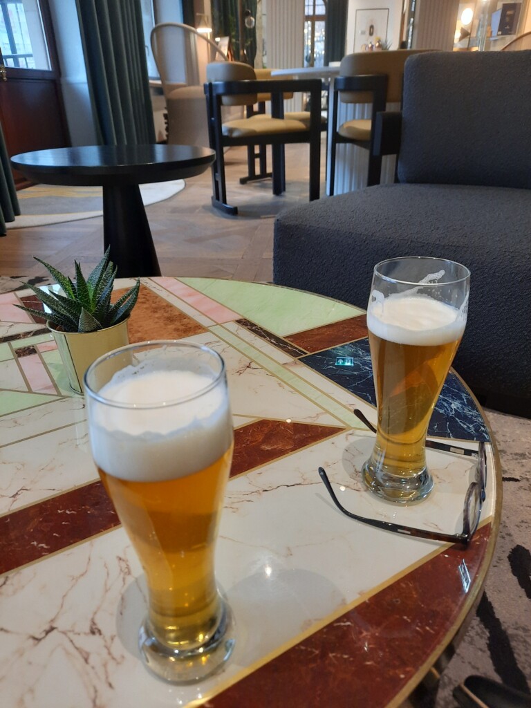 glasses of beer on a table