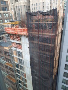 a high angle view of a building under construction