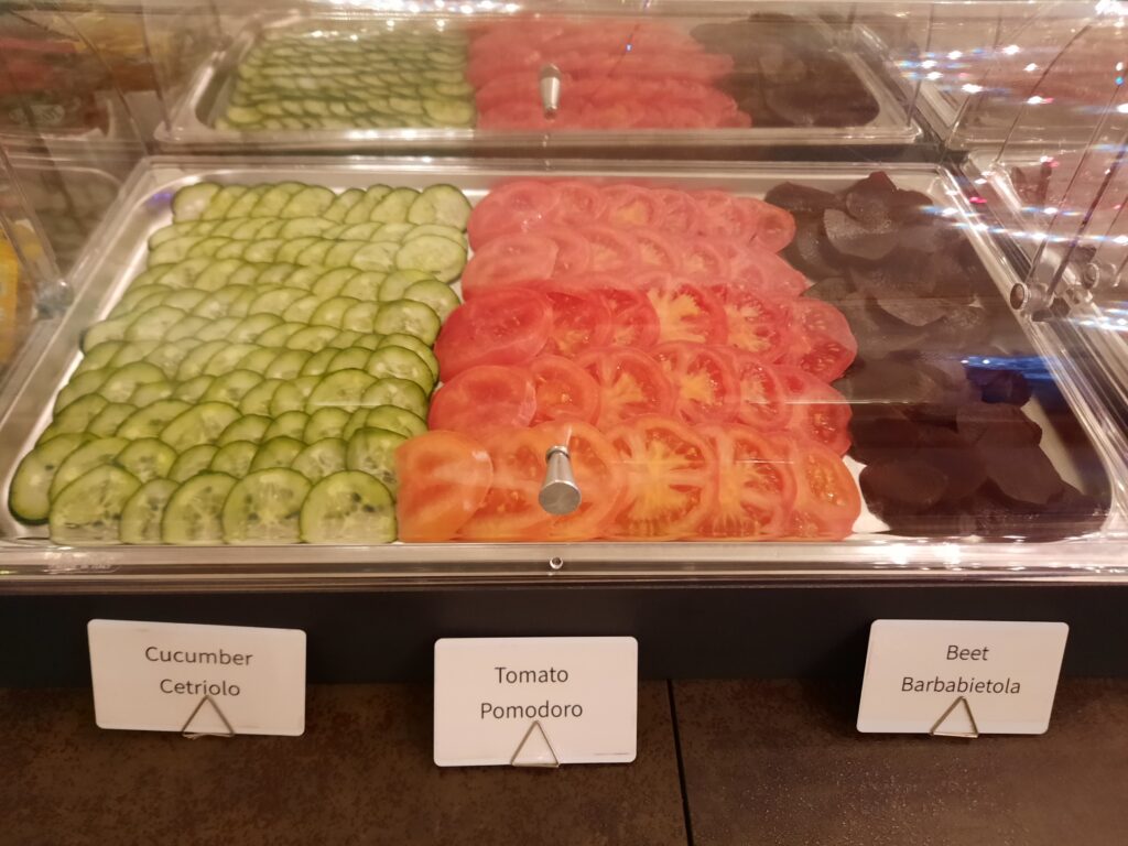 a tray of food with different types of vegetables