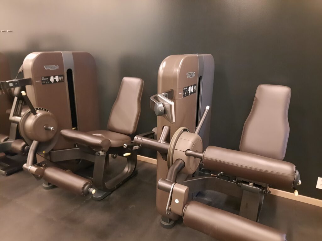 a group of brown exercise equipment